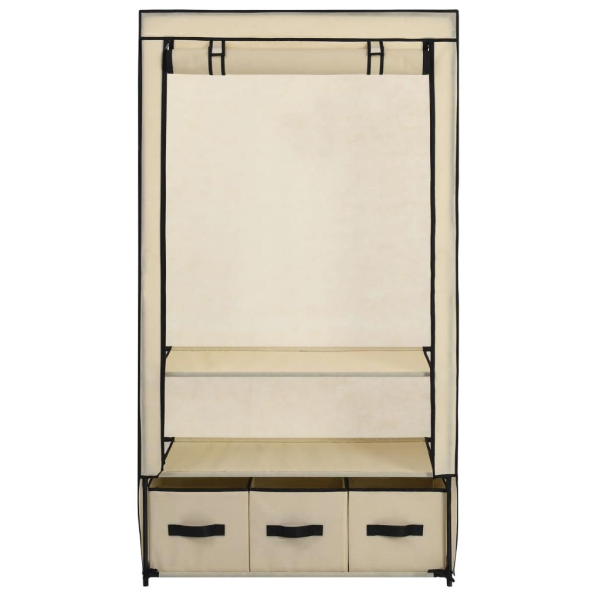 Armario de tela color crema 87x49x159 cm