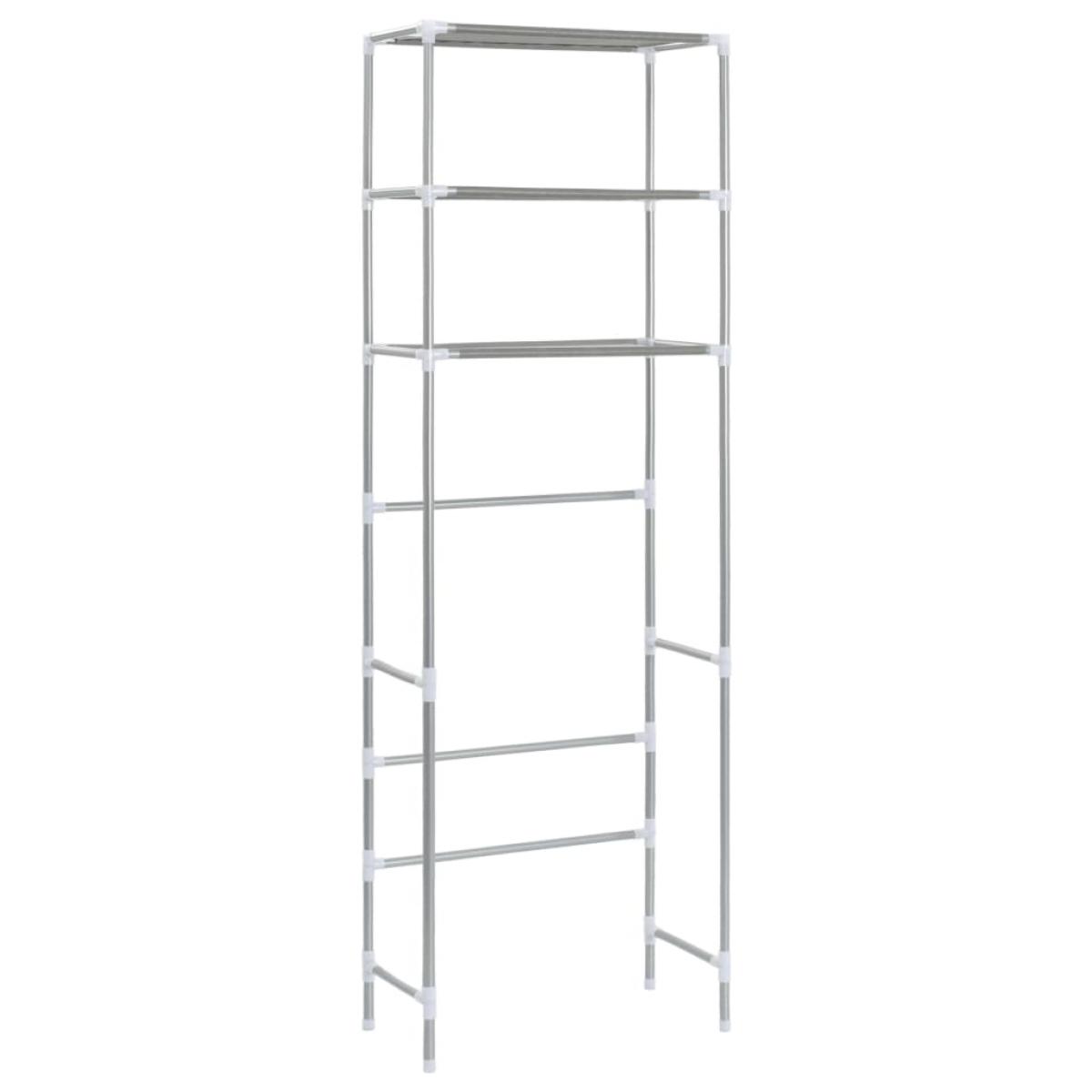 Estante encima del inodoro 3 niveles plateado 53x28x169 cm