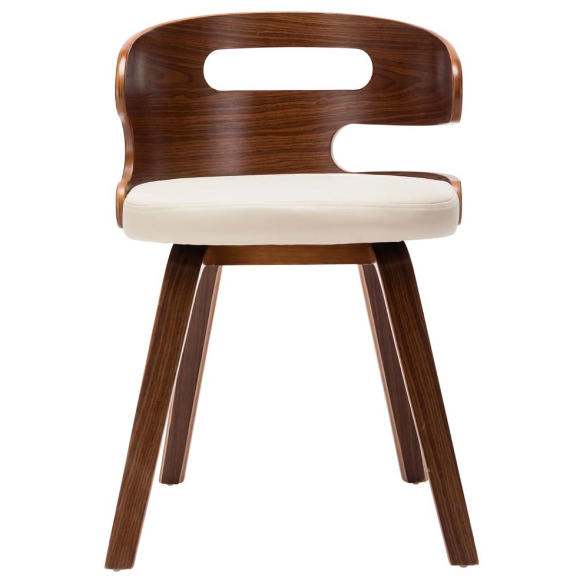 Sillas de comedor 2 uds madera curvada y cuero sintético crema