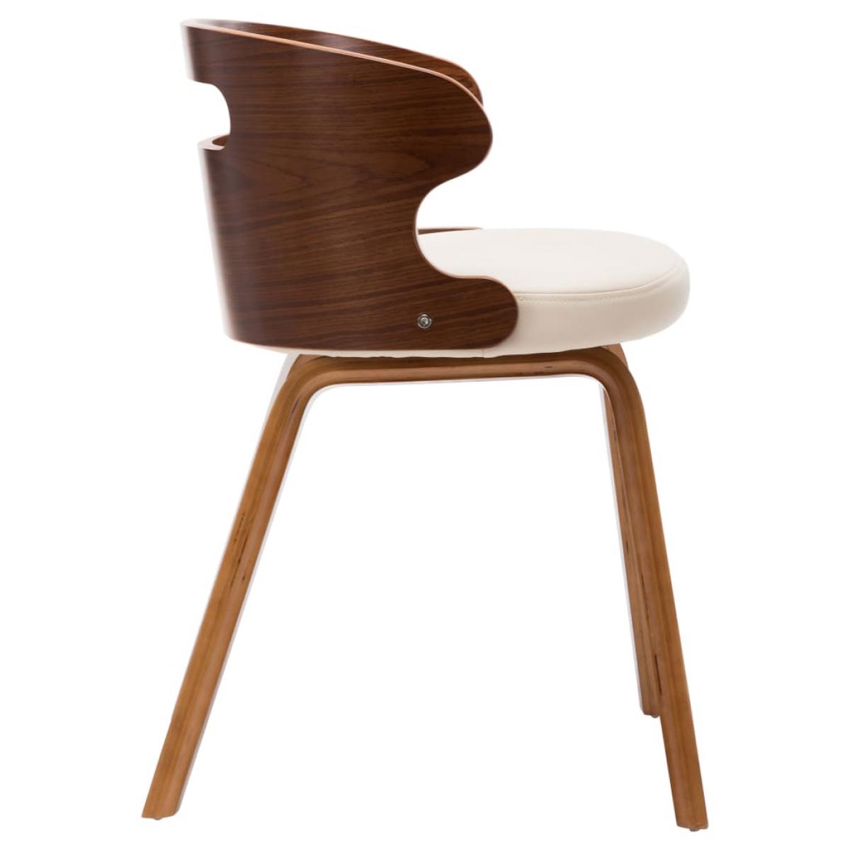 Sillas de comedor 2 uds madera curvada y cuero sintético crema