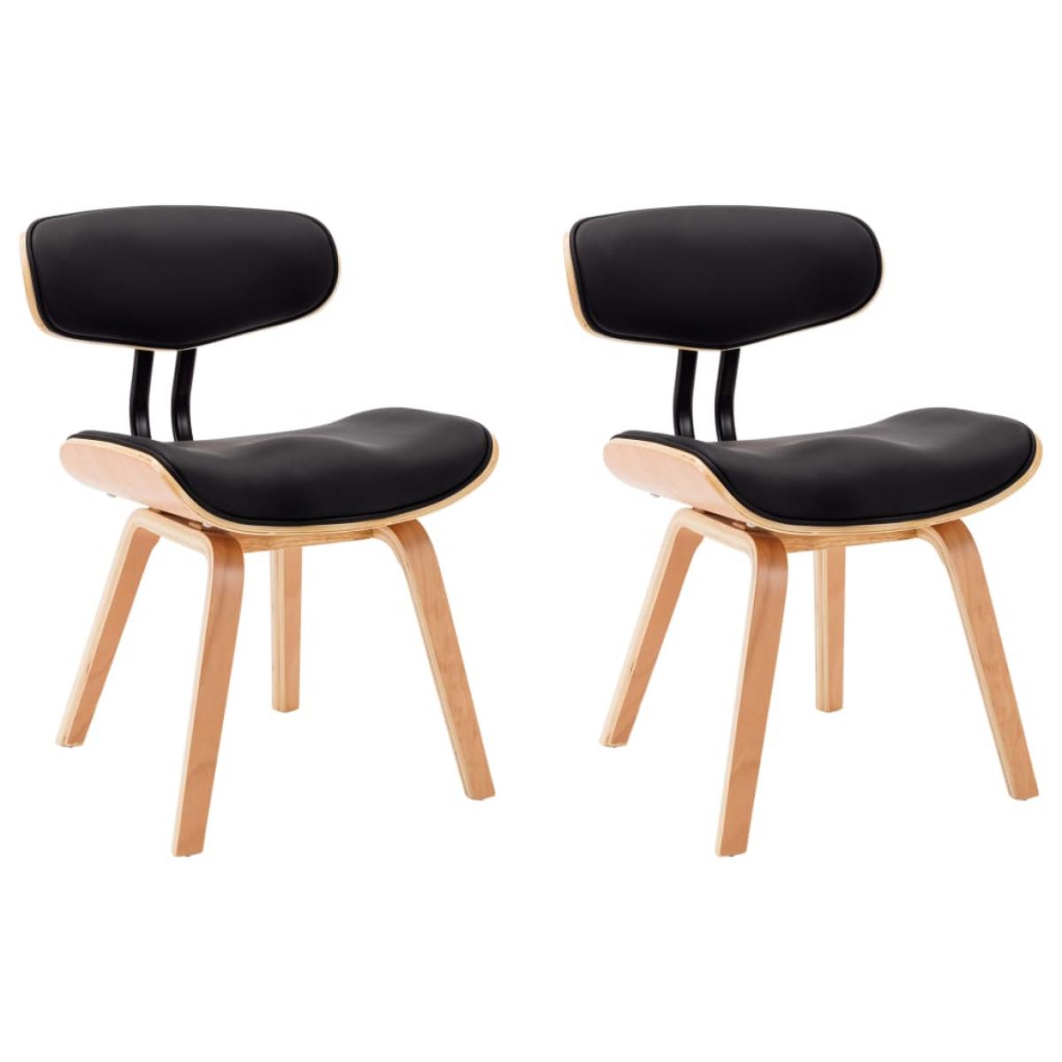 Sillas de comedor 2 uds madera curvada y cuero sintético negro