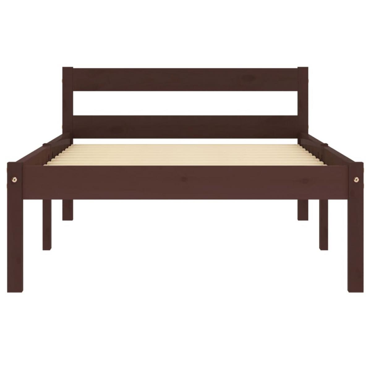 Estructura de cama madera maciza pino marrón oscuro 100x200 cm