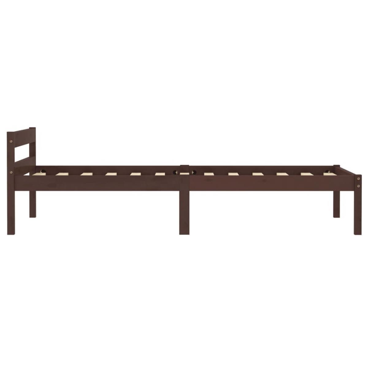 Estructura de cama madera maciza pino marrón oscuro 100x200 cm