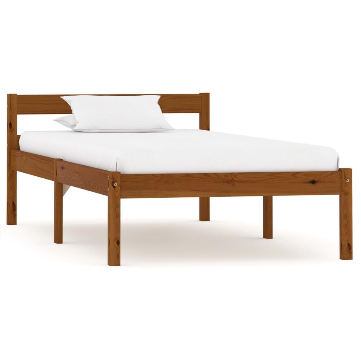 Estructura cama sin colchón madera pino marrón miel 100x200 cm