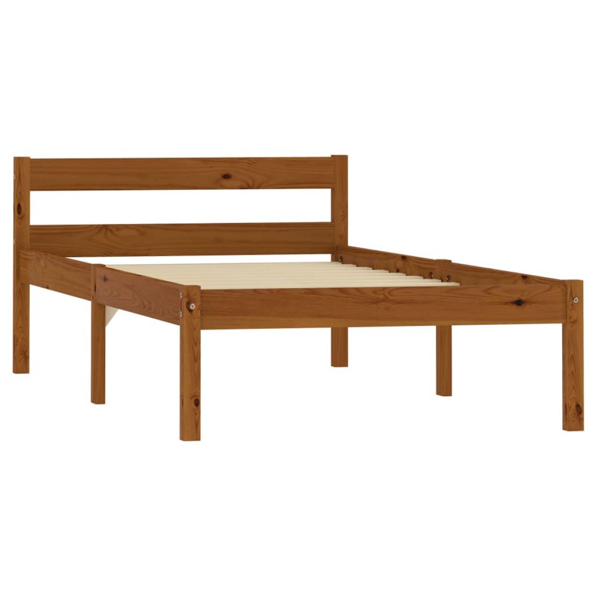 Estructura cama sin colchón madera pino marrón miel 100x200 cm