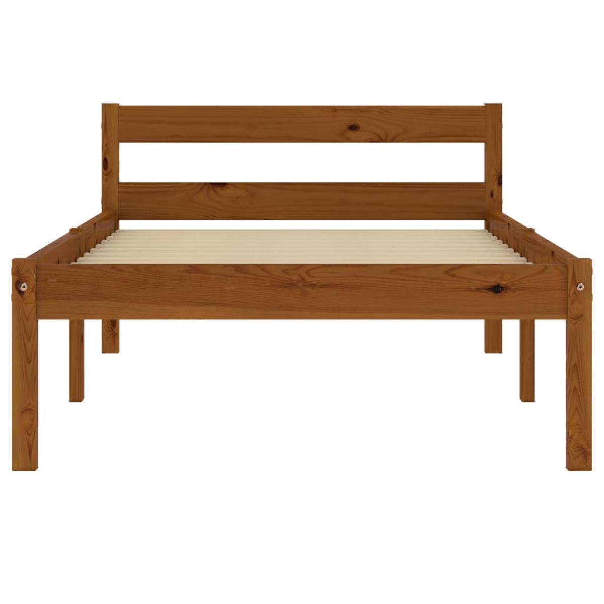 Estructura cama sin colchón madera pino marrón miel 100x200 cm