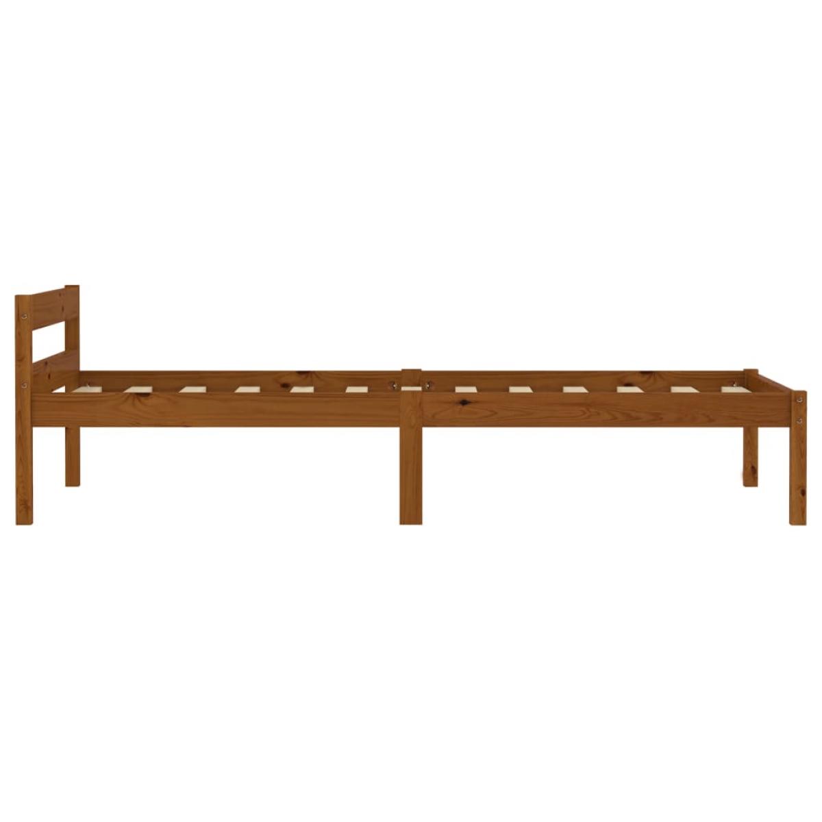 Estructura cama sin colchón madera pino marrón miel 100x200 cm