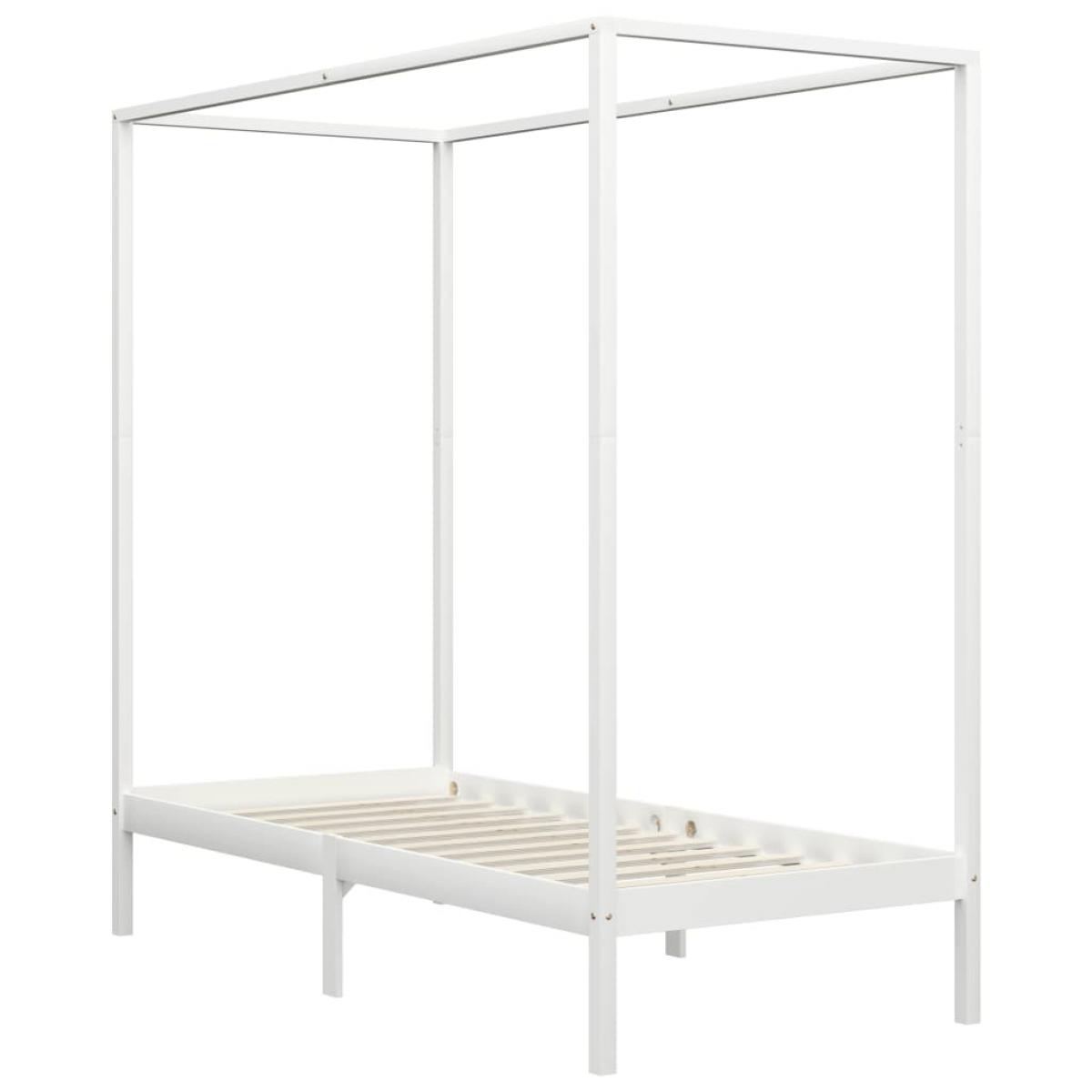Cama con dosel sin colchón madera maciza blanco 100x200 cm