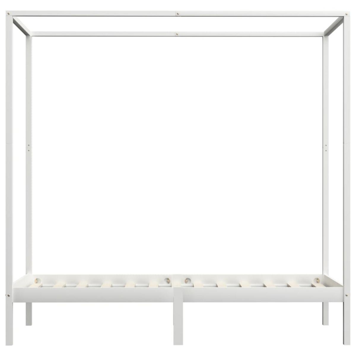 Cama con dosel sin colchón madera maciza blanco 100x200 cm