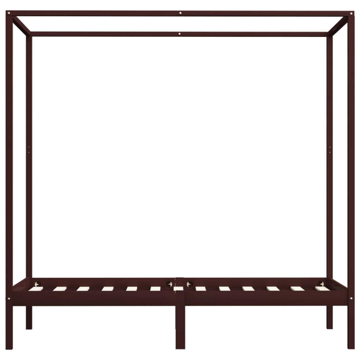 Cama con dosel sin colchón madera maciza marrón oscuro 90x200cm