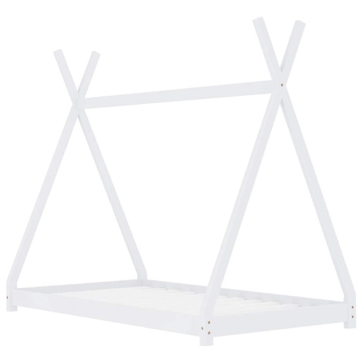 Estructura de cama infantil madera maciza pino blanca 70x140 cm