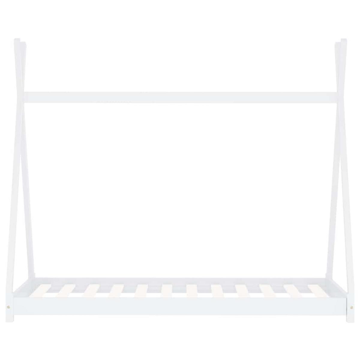 Estructura de cama infantil madera maciza pino blanca 70x140 cm