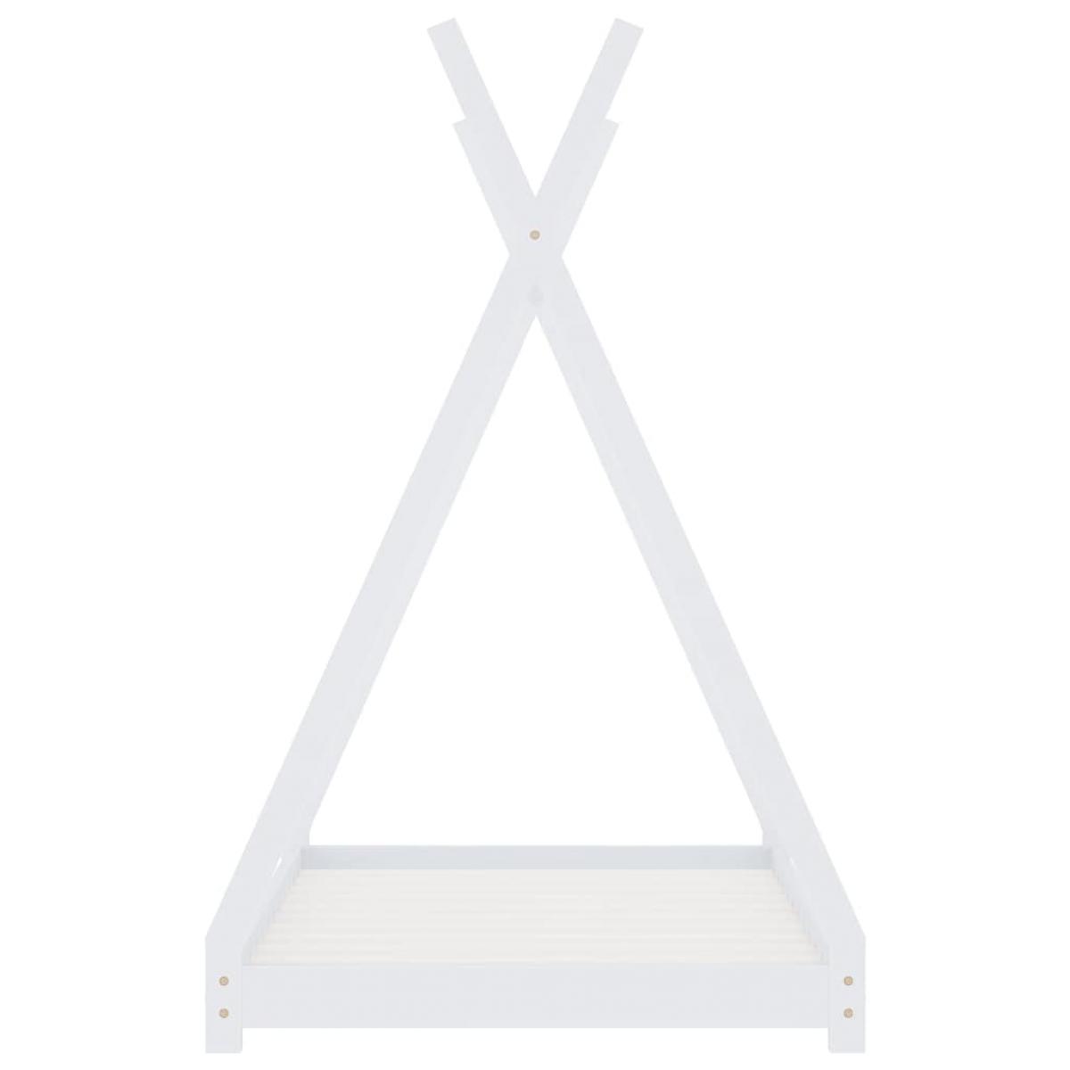 Estructura de cama infantil madera maciza pino blanca 70x140 cm