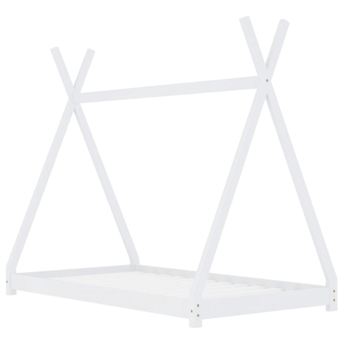 Estructura de cama infantil madera maciza pino blanca 70x140 cm