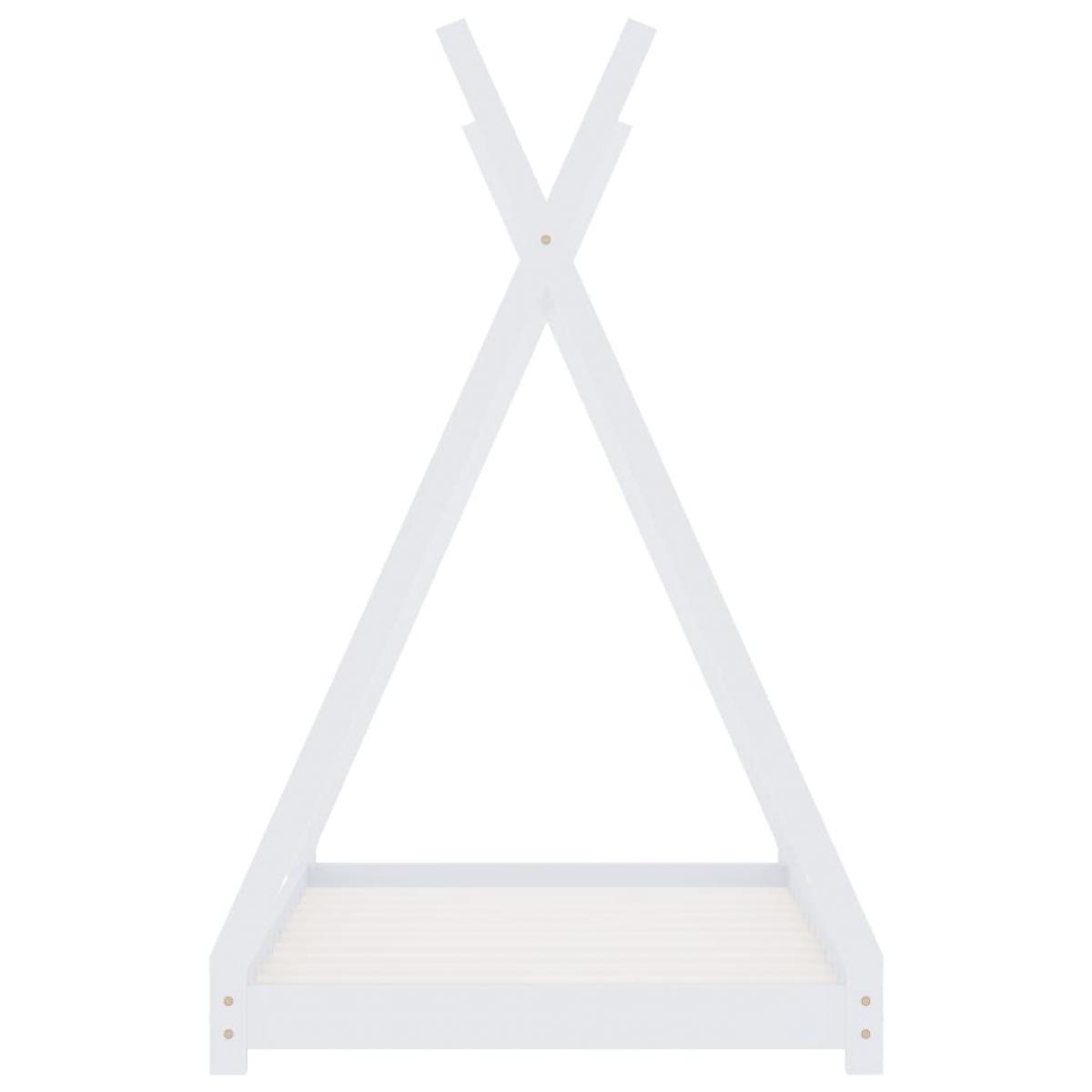 Estructura de cama infantil madera maciza pino blanca 70x140 cm