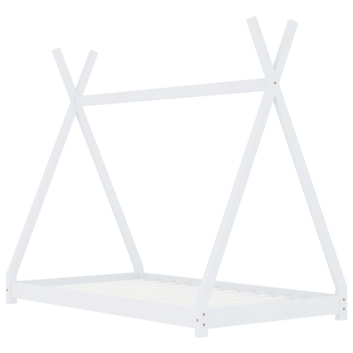 Estructura de cama infantil madera maciza pino blanco 80x160 cm