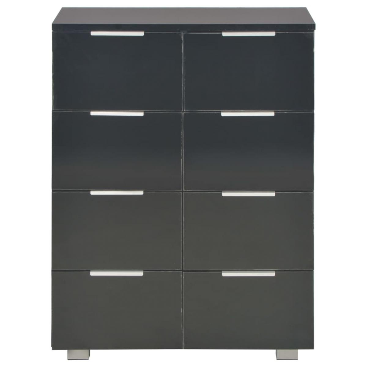 Aparador de madera de ingeniería negro brillante 60x35x80 cm