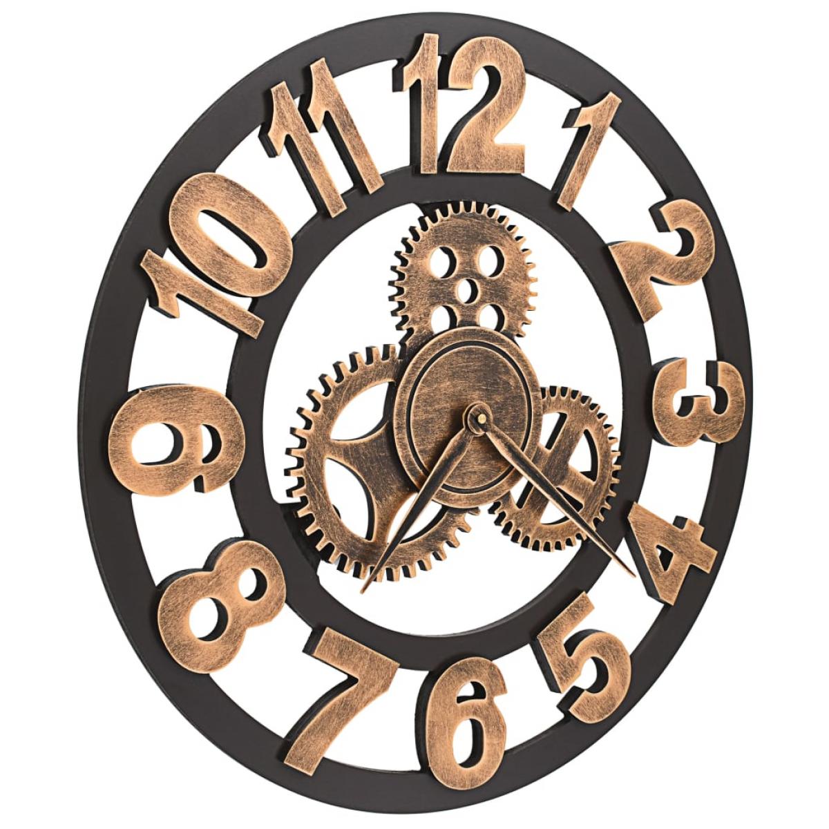 Reloj de pared de metal dorado y negro 58 cm