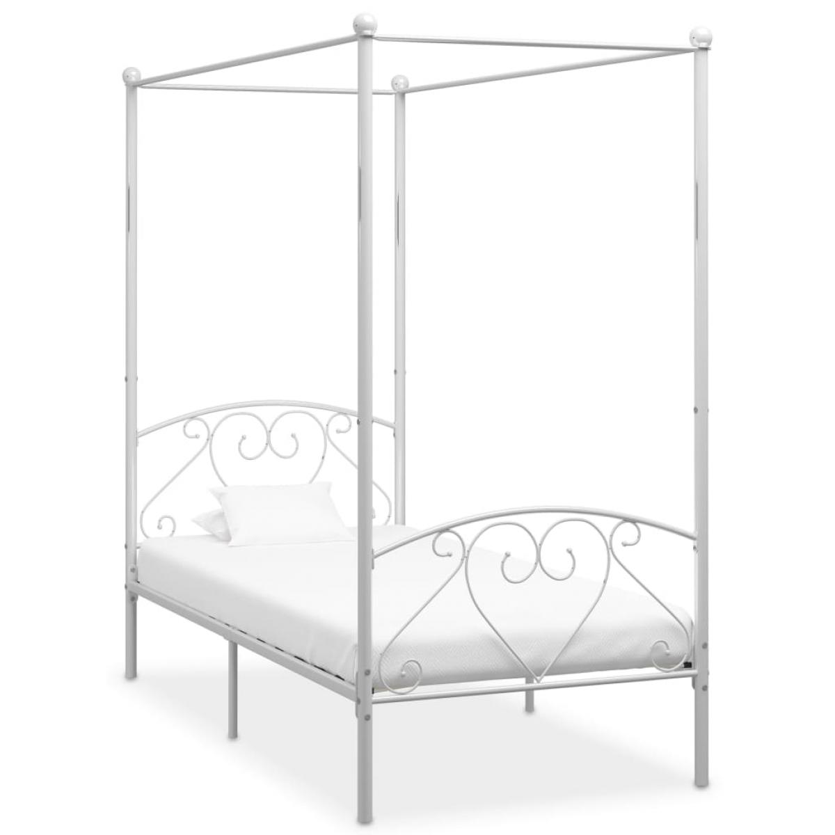 Estructura de cama con dosel sin colchón metal blanco 90x200 cm
