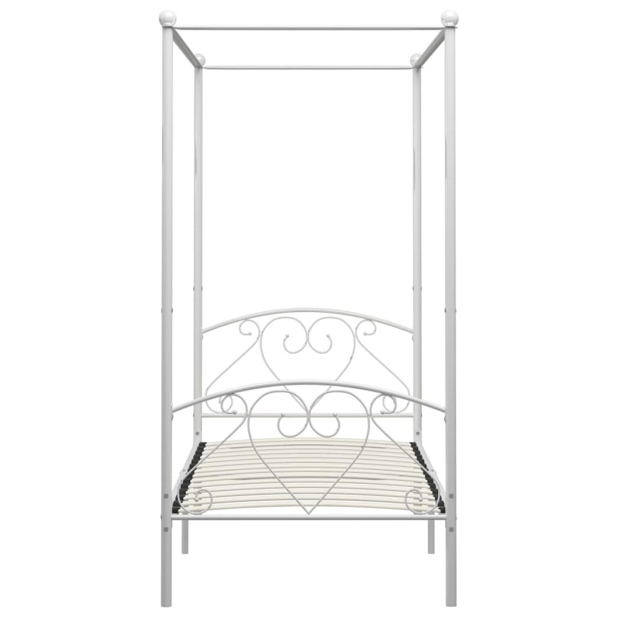 Estructura de cama con dosel sin colchón metal blanco 90x200 cm