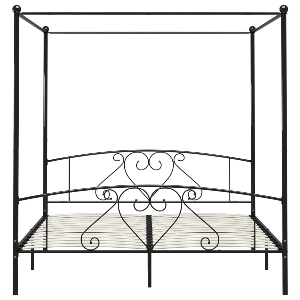 Estructura cama con dosel sin colchón metal negro 200x200 cm