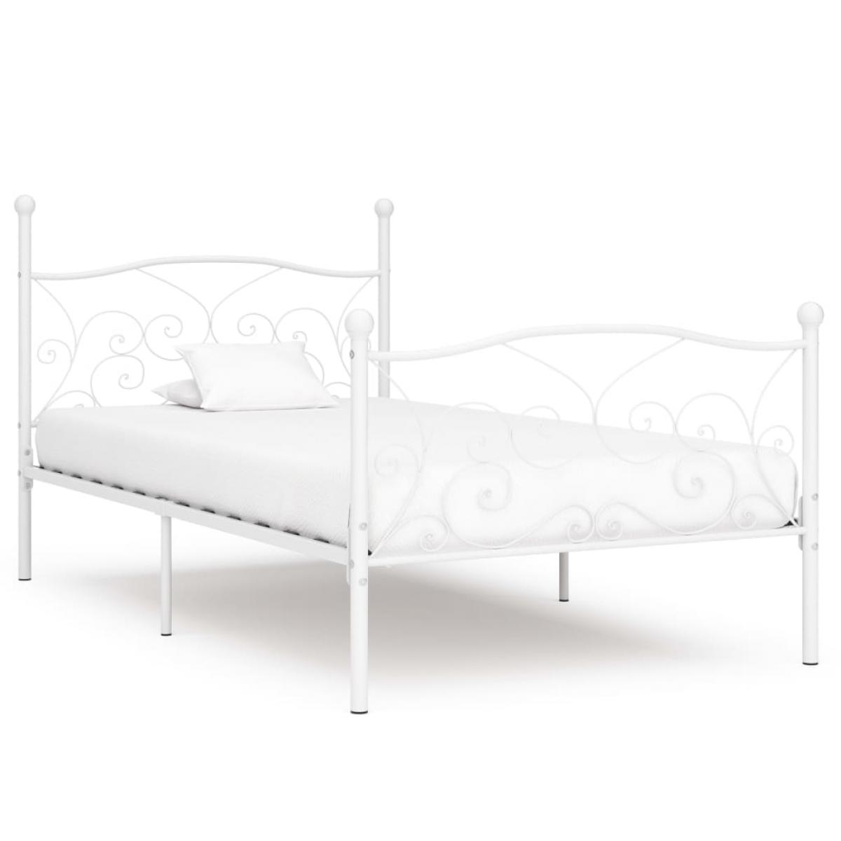 Cama con somier sin colchón metal blanco 90x200 cm