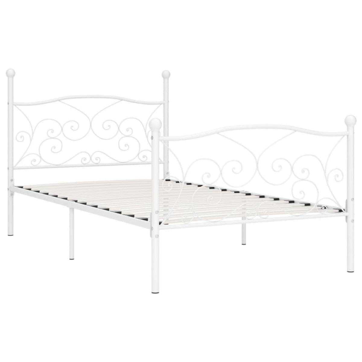 Cama con somier sin colchón metal blanco 90x200 cm