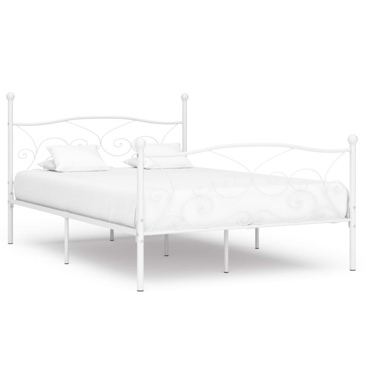 Estructura cama con somier sin colchón metal blanco 160x200 cm