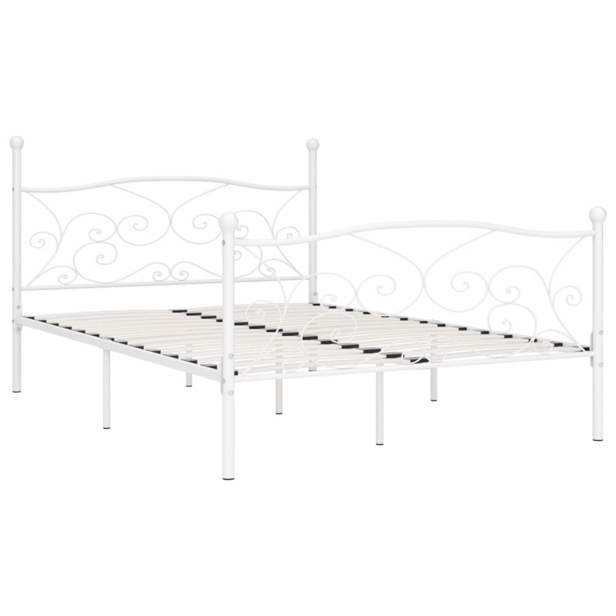 Estructura cama con somier sin colchón metal blanco 160x200 cm