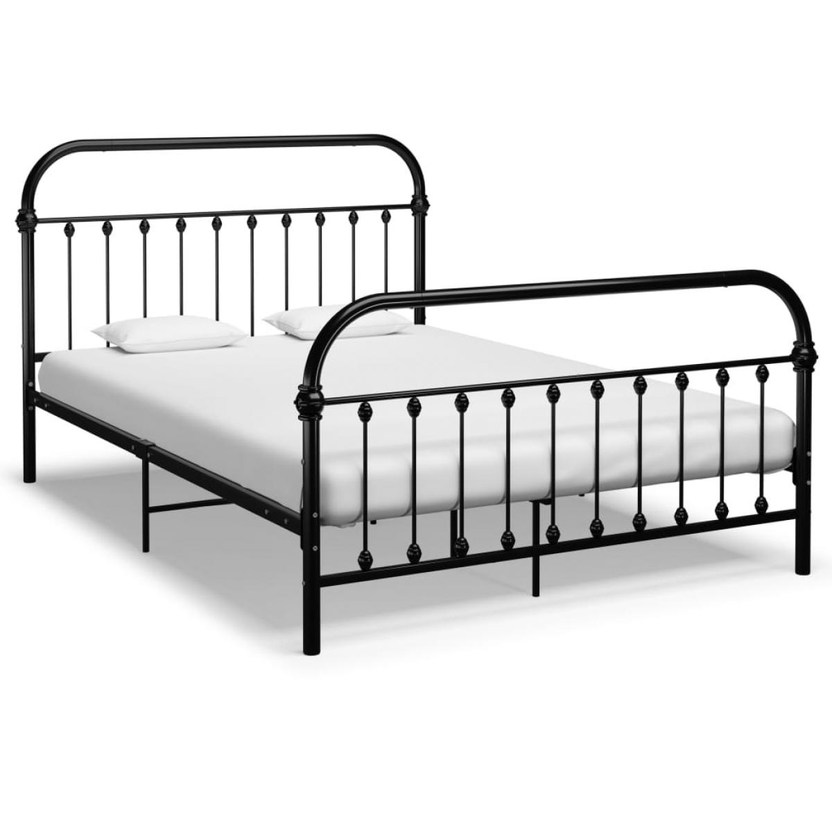 Estructura cama sin colchón con cabecero metal negro 160x200 cm
