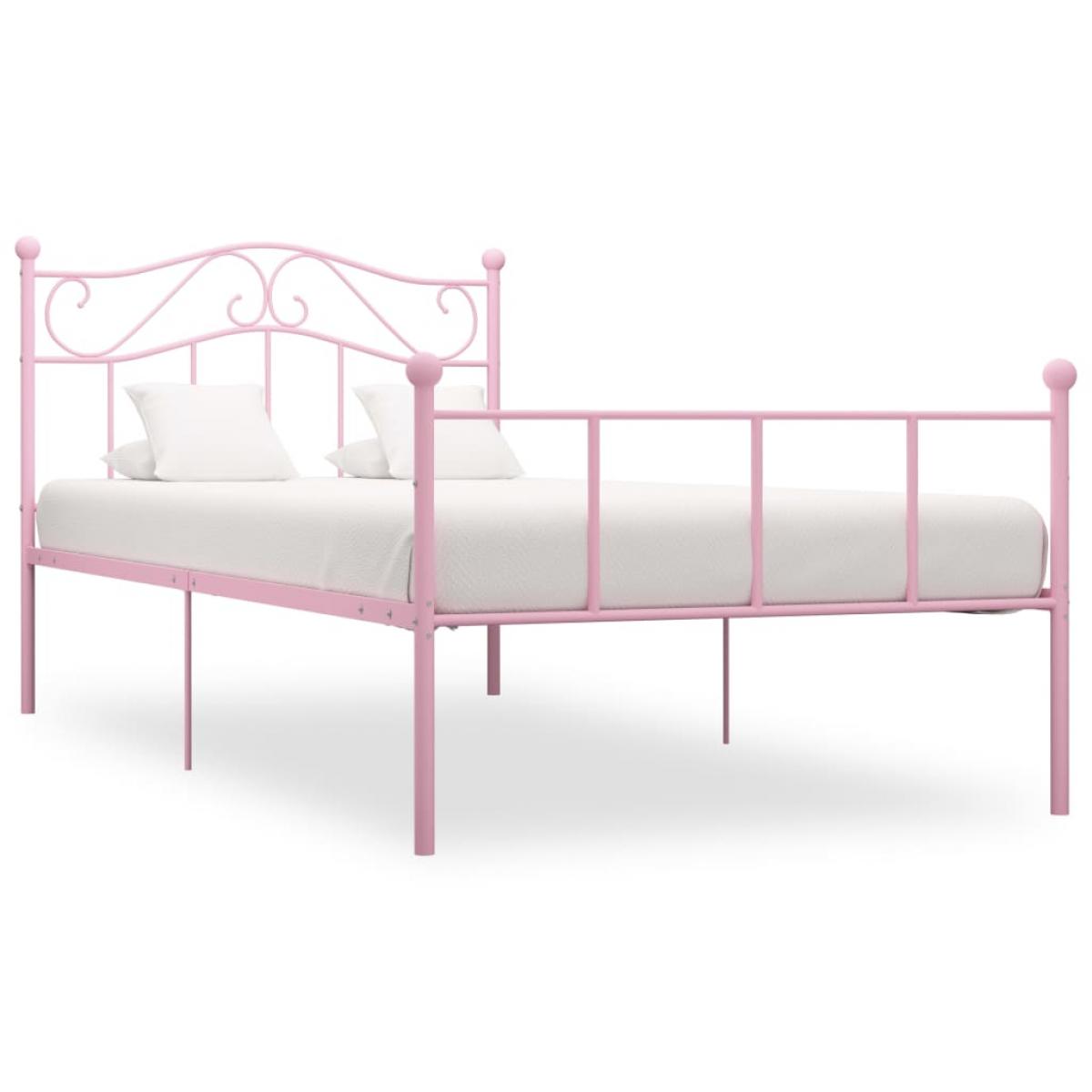 Estructura de cama sin colchón metal rosa 90x200 cm