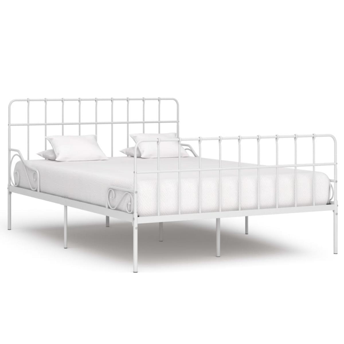 Estructura cama con somier sin colchón metal blanco 140x200 cm