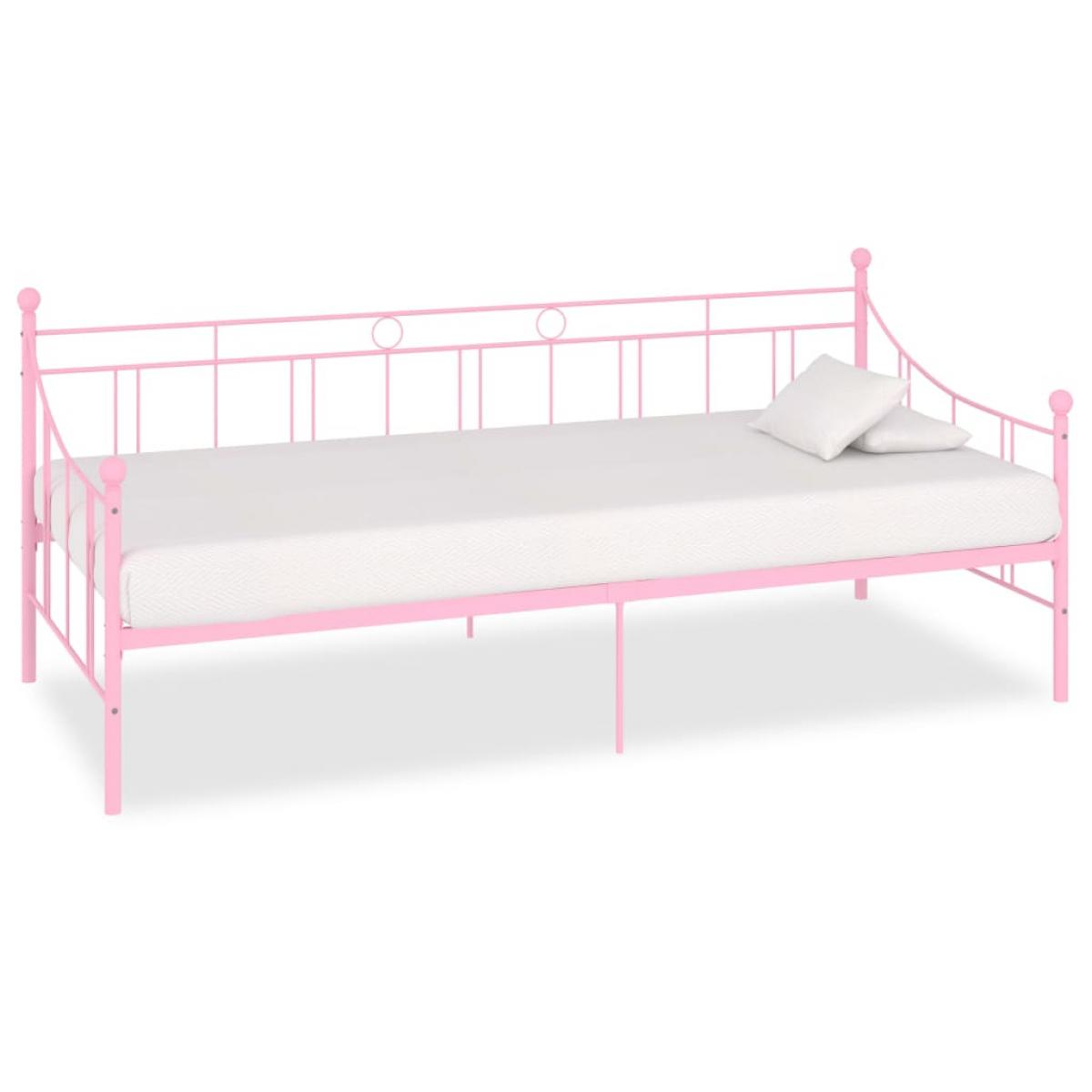 Estructura de cama sin colchón metal rosa 90x200 cm