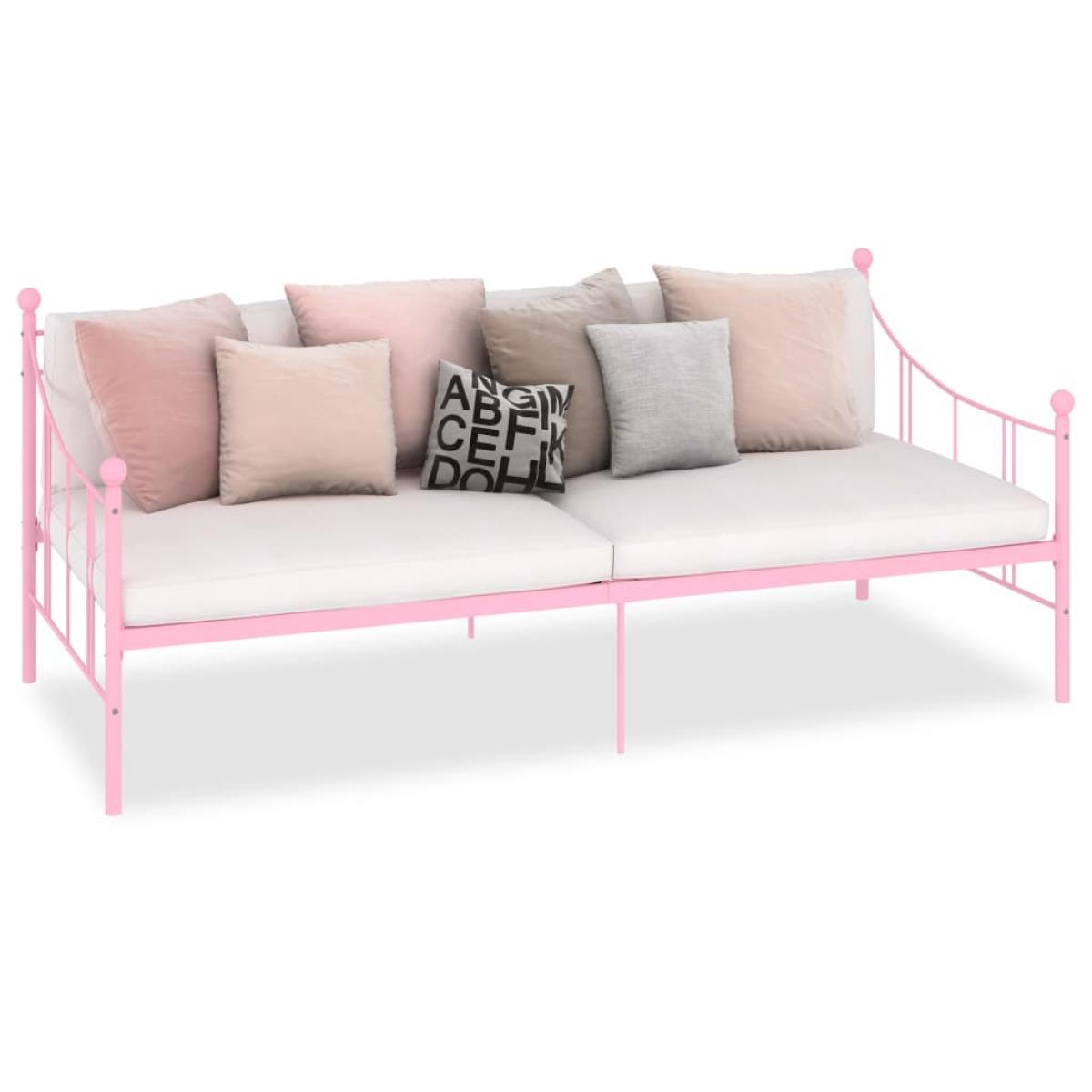 Estructura de cama sin colchón metal rosa 90x200 cm