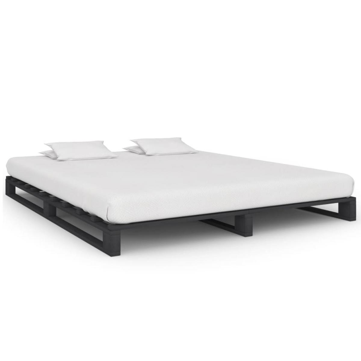 Estructura de cama de palets madera maciza pino gris 200x200 cm