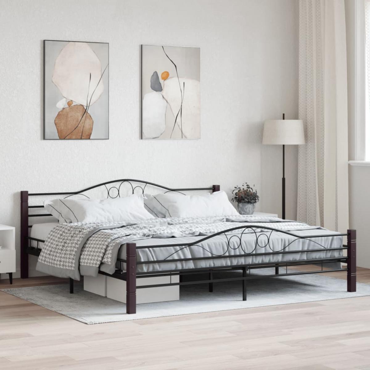Estructura de cama sin colchón metal negro 200x200 cm