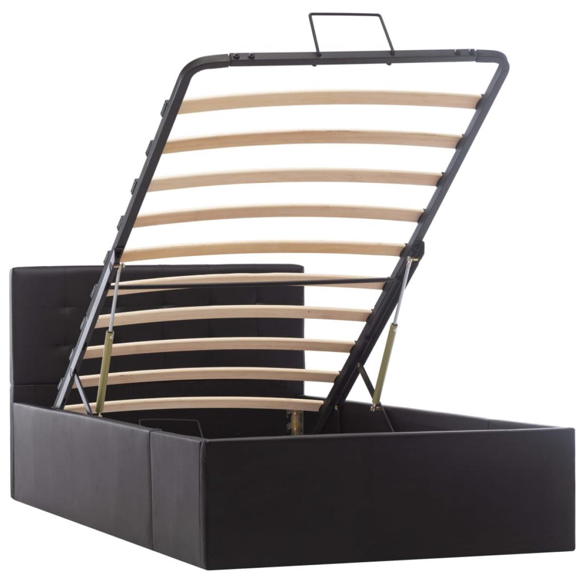Cama canapé hidráulica cuero sintético negro 90x200 cm