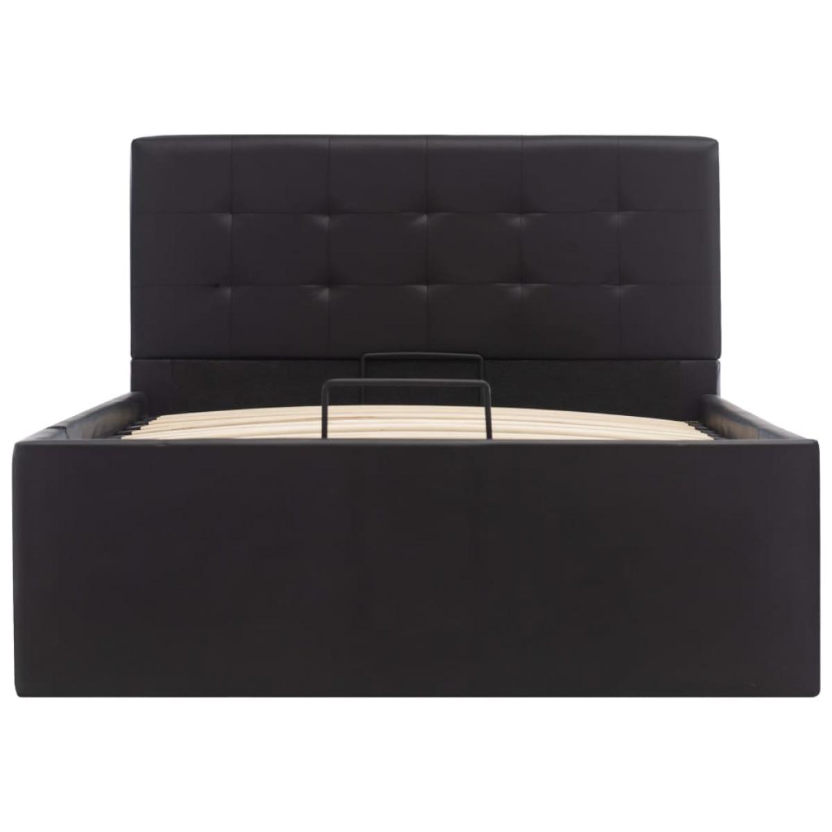 Cama canapé hidráulica cuero sintético negro 90x200 cm