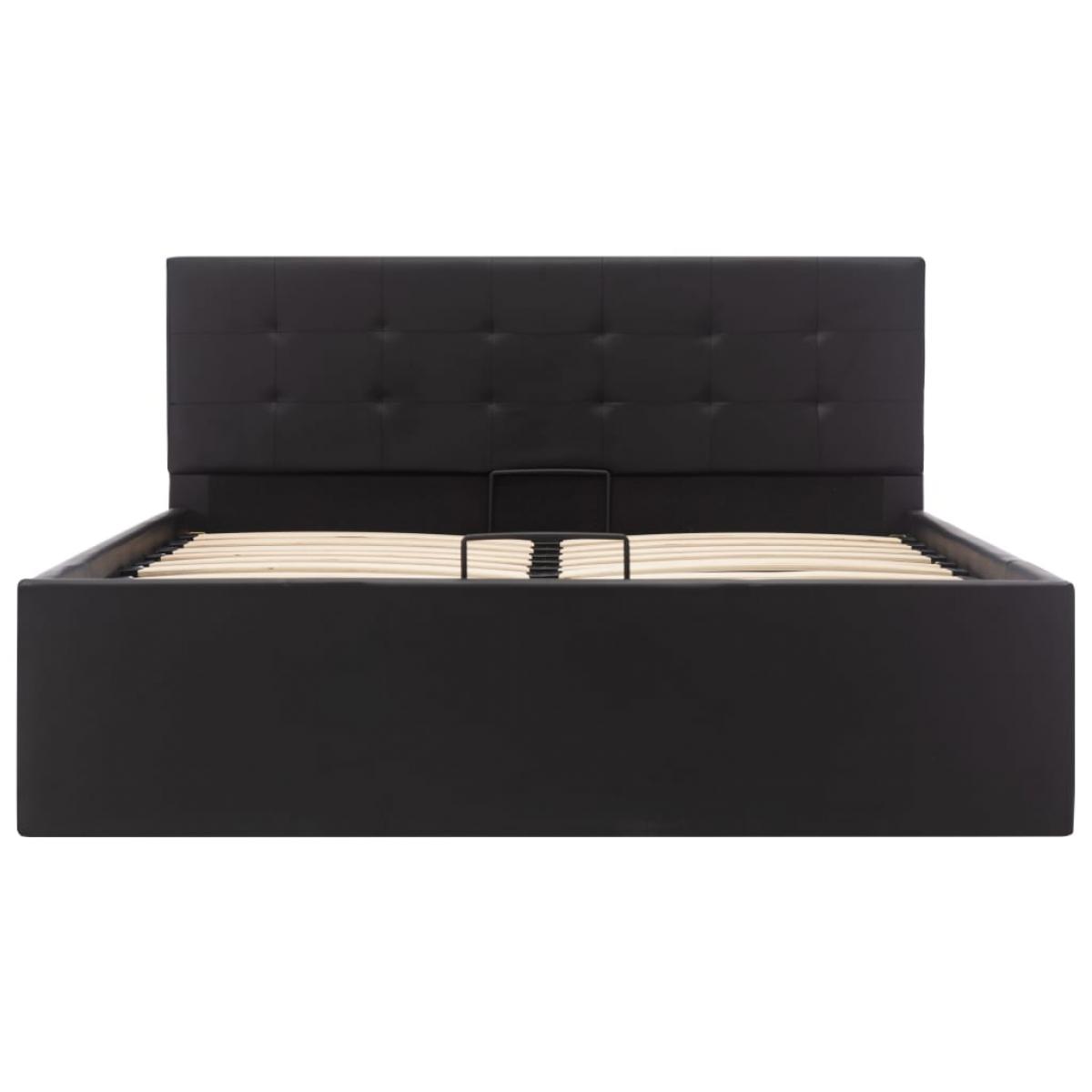 Cama canapé hidráulica cuero sintético negro 120x200 cm