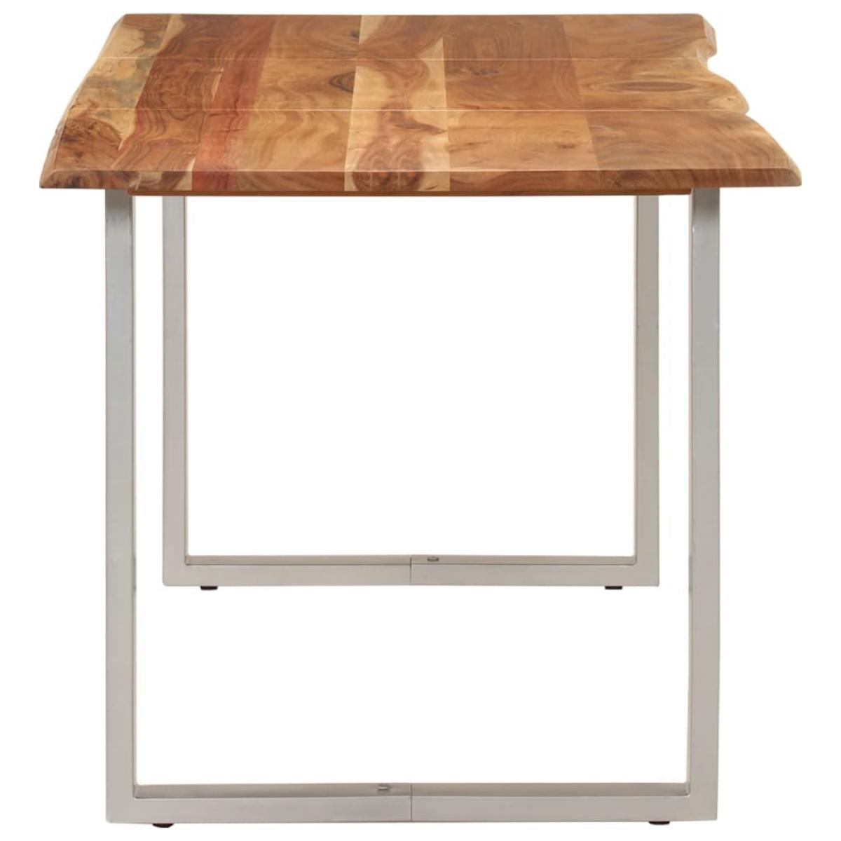 Mesa de comedor de madera maciza de acacia 154x80x76 cm