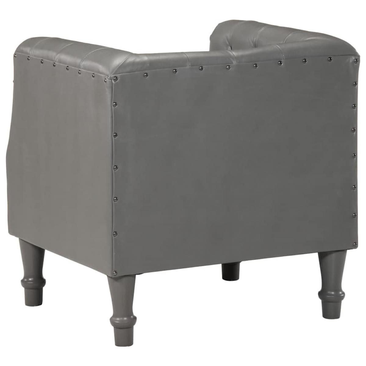 Sillón de cuero auténtico gris