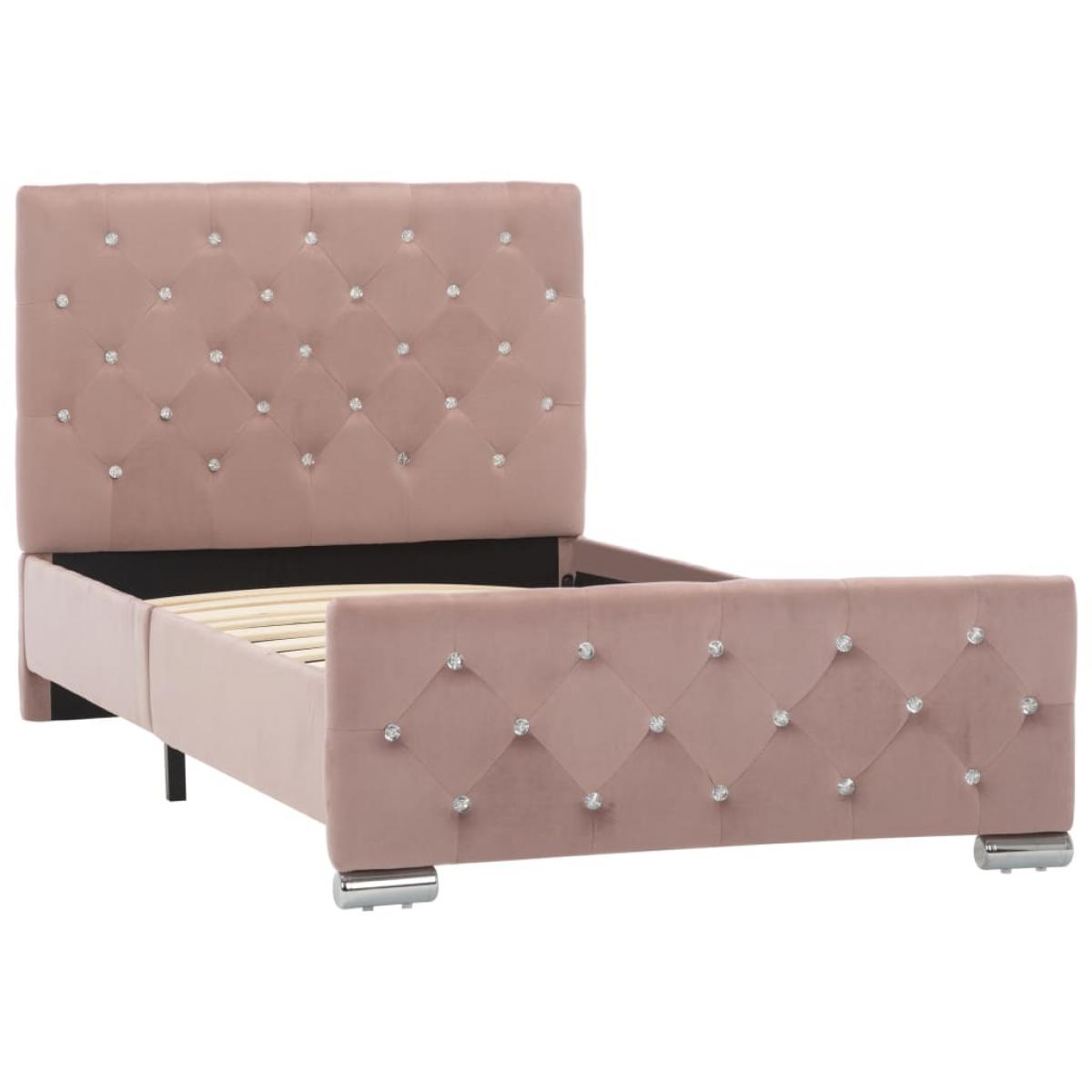 Estructura de cama sin colchón terciopelo rosa 90x200 cm