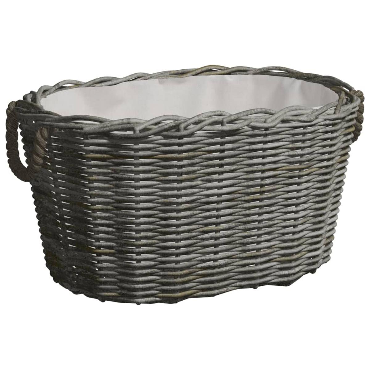 Cesta de leña asas de transporte sauce natural gris 59x42x28 cm