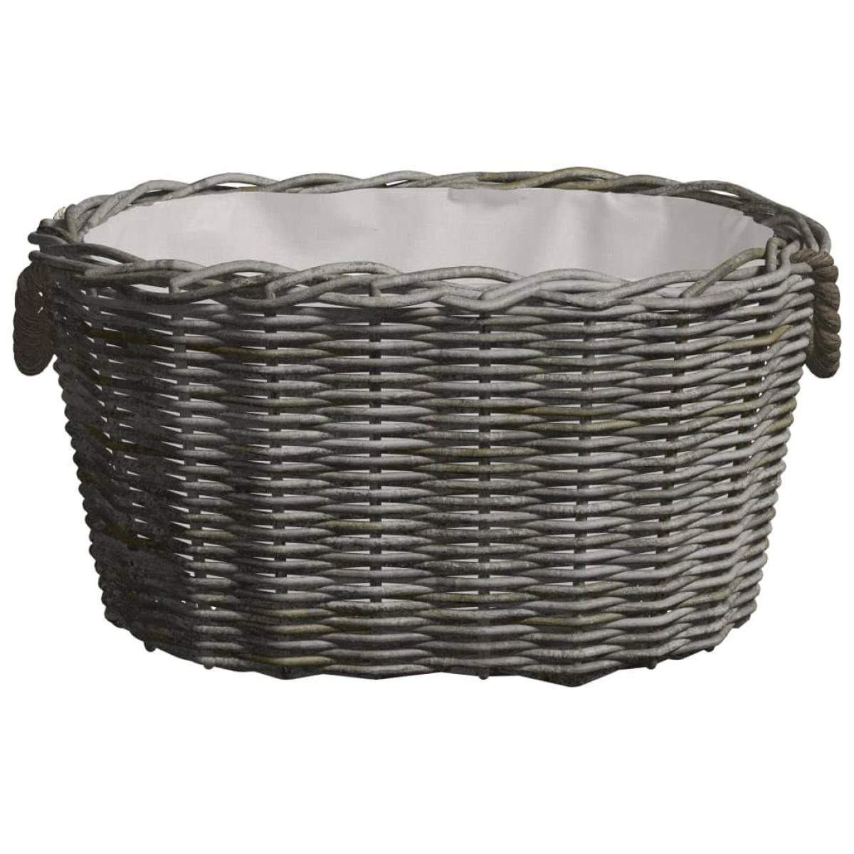 Cesta de leña asas de transporte sauce natural gris 59x42x28 cm