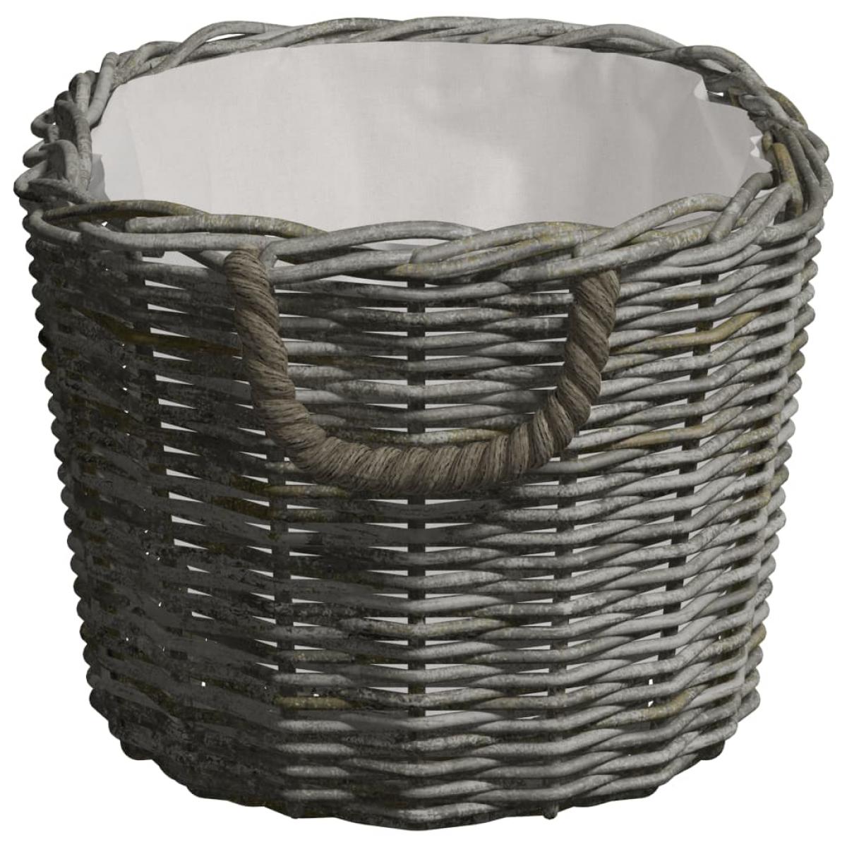 Cesta de leña asas de transporte sauce natural gris 59x42x28 cm