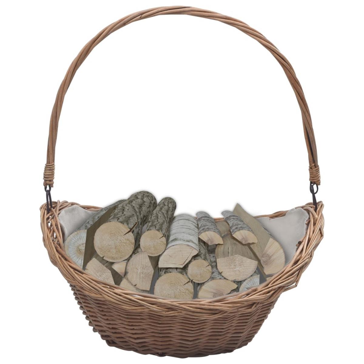 Cesta para leña con asas sauce marrón 57x46,5x52 cm