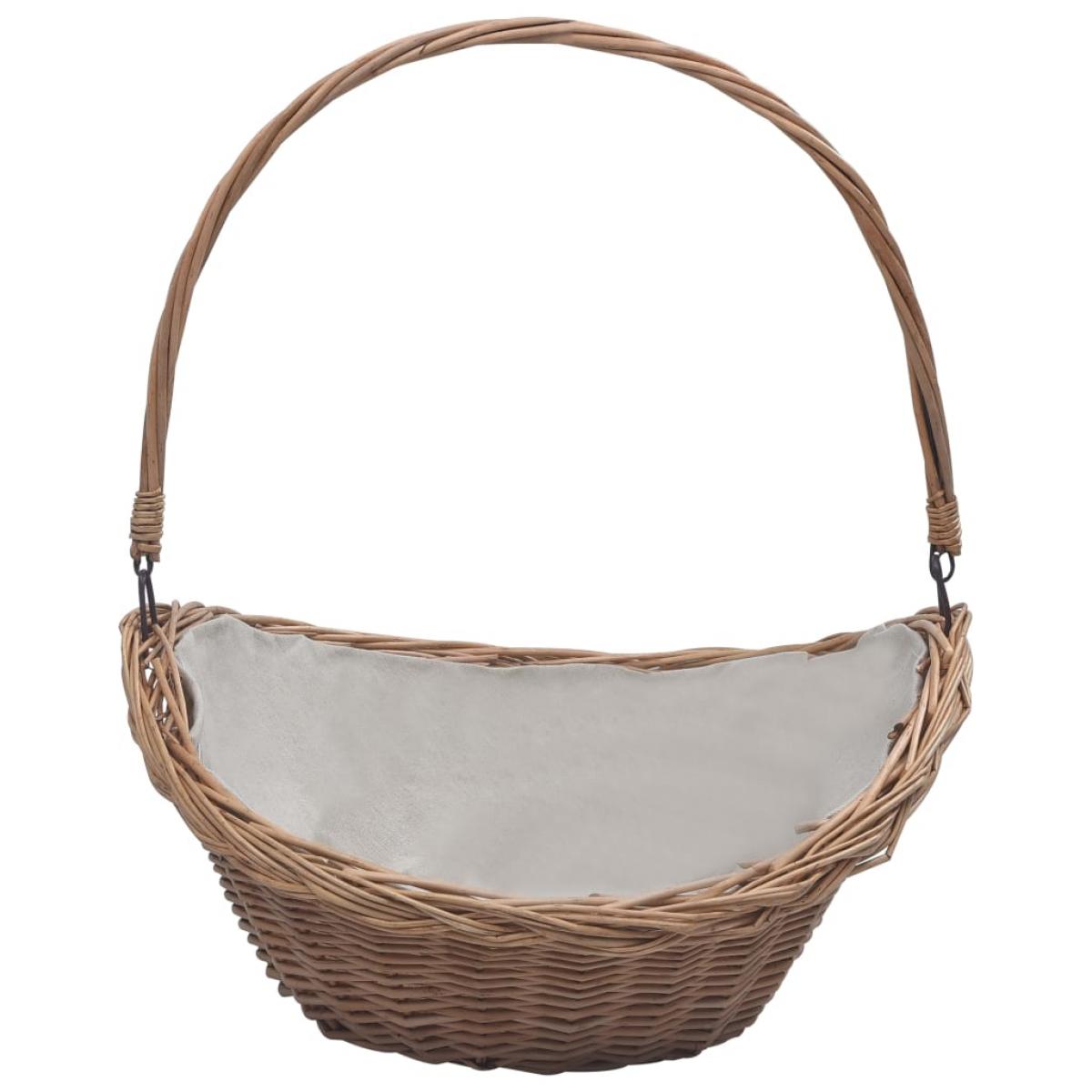 Cesta para leña con asas sauce marrón 57x46,5x52 cm