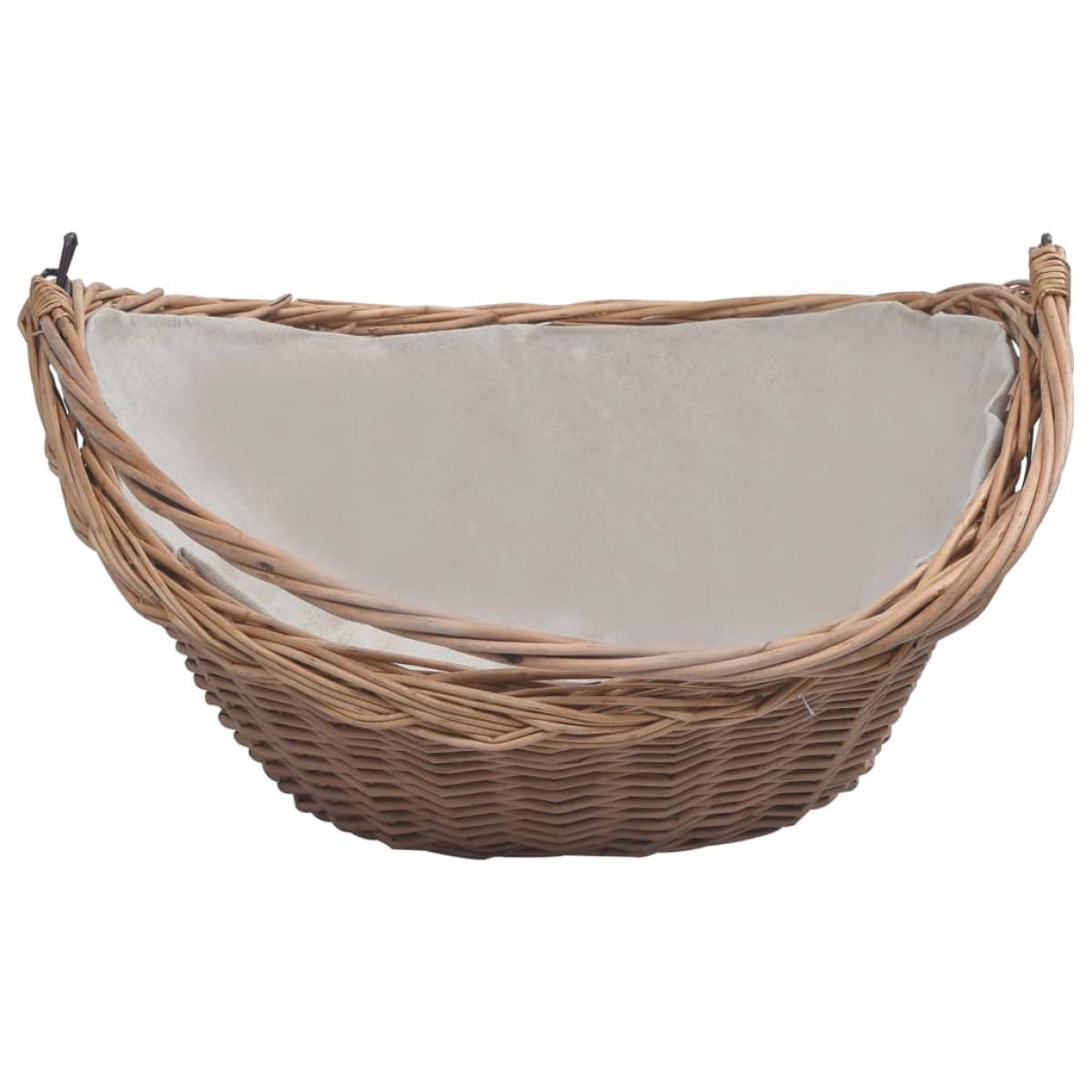 Cesta para leña con asas sauce marrón 57x46,5x52 cm