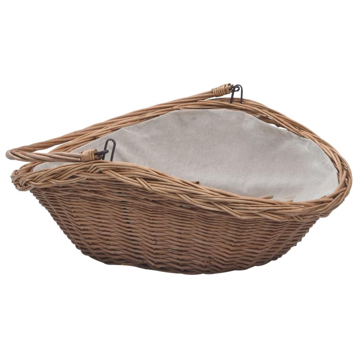 Cesta para leña con asas sauce marrón 57x46,5x52 cm