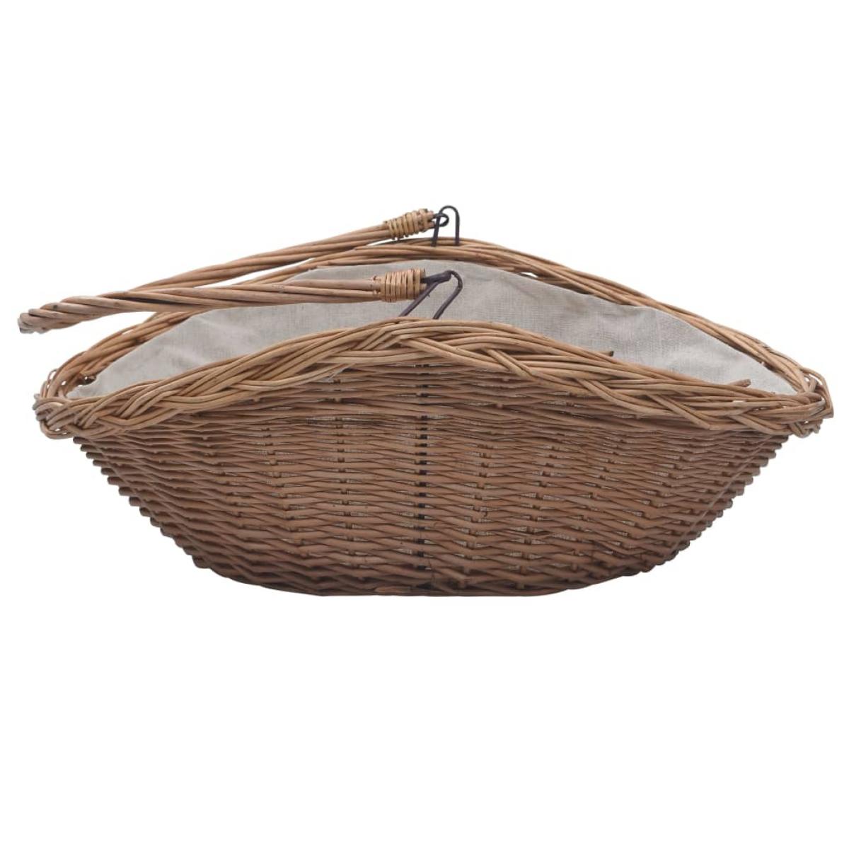 Cesta para leña con asas sauce marrón 57x46,5x52 cm